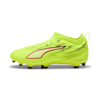PUMA Ultra 6 Match Gazon Naturel Artificiel (MG) Enfants Néon Jaune Rouge Noir