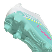 adidas F50 Messi Club Gazon Naturel Artificiel Chaussures de Foot (MG) Enfants Blanc Turquoise Rose