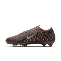 Nike Zoom Mercurial Vapor 16 Mbappé Elite Gras Voetbalschoenen (FG) Bruin Neongeel Zilver