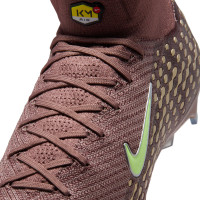 Nike Zoom Mercurial Superfly 10 Mbappé Elite Gras Voetbalschoenen (FG) Bruin Neongeel Zilver