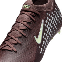 Nike Zoom Mercurial Vapor 16 Mbappé Pro Gazon Naturel Chaussures de Foot (FG) Enfants Brun Néon Jaune Argenté
