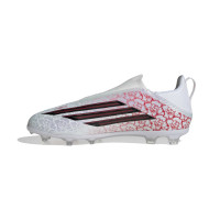 adidas F50 Lamine Yamal League Veterloze Gras / Kunstgras Voetbalschoenen (MG) Kids Wit Felrood Zwart