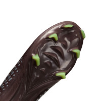 Nike Zoom Mercurial Vapor 16 Mbappé Pro Gazon Naturel Chaussures de Foot (FG) Brun Néon Jaune Argenté