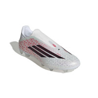adidas F50 Lamine Yamal League Veterloze Gras / Kunstgras Voetbalschoenen (MG) Wit Felrood Zwart
