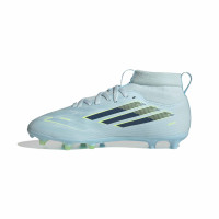 adidas F50 Sparkfusion League Gazon Naturel Artificiel Chaussures de Foot (MG) Enfants Bleu Clair Bleu Foncé Néon Jaune
