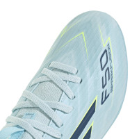 adidas F50 Sparkfusion League Gazon Naturel Artificiel Chaussures de Foot (MG) Enfants Bleu Clair Bleu Foncé Néon Jaune