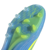 adidas F50 Elite Veterloze Kunstgras Voetbalschoenen (AG) Blauw Neongeel