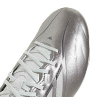 adidas Copa Pure IV League Gras Voetbalschoenen (FG) Kids Zilver Wit Donkergrijs