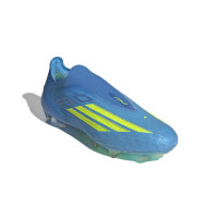 adidas F50 Elite Sans Lacets Gazon Naturel Chaussures de Foot (FG) Bleu Néon Jaune