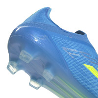 adidas F50 Elite Sans Lacets Gazon Naturel Chaussures de Foot (FG) Bleu Néon Jaune