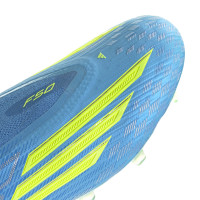 adidas F50 Elite Sans Lacets Gazon Naturel Chaussures de Foot (FG) Bleu Néon Jaune
