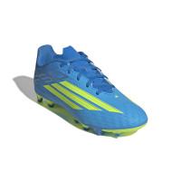adidas F50 Club Gras / Kunstgras Voetbalschoenen (MG) Kids Blauw Neongeel