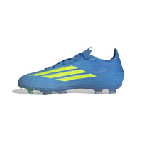 adidas F50 Elite Gazon Naturel Chaussures de Foot (FG) Enfants Bleu Néon Jaune