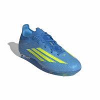 adidas F50 Elite Gazon Naturel Chaussures de Foot (FG) Enfants Bleu Néon Jaune