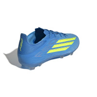 adidas F50 Elite Gazon Naturel Chaussures de Foot (FG) Enfants Bleu Néon Jaune