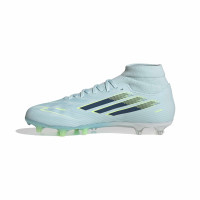 adidas F50 Sparkfusion League Gazon Naturel Artificiel Chaussures de Foot (MG) Femmes Bleu Clair Bleu Foncé Néon Jaune