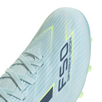 adidas F50 Sparkfusion League Gazon Naturel Artificiel Chaussures de Foot (MG) Femmes Bleu Clair Bleu Foncé Néon Jaune