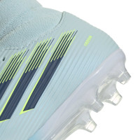 adidas F50 Sparkfusion League Gazon Naturel Artificiel Chaussures de Foot (MG) Femmes Bleu Clair Bleu Foncé Néon Jaune