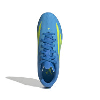 adidas F50 League Gazon Naturel Gazon Artificiel Chaussures de Foot (MG) Enfants Bleu Néon Jaune