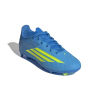adidas F50 League Gazon Naturel Gazon Artificiel Chaussures de Foot (MG) Enfants Bleu Néon Jaune