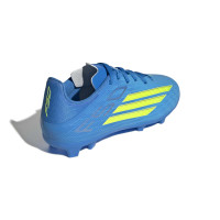 adidas F50 League Gazon Naturel Gazon Artificiel Chaussures de Foot (MG) Enfants Bleu Néon Jaune