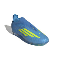 adidas F50 Elite Veterloze Gras Voetbalschoenen (FG) Kids Blauw Neongeel