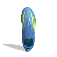 adidas F50 Elite Veterloze Gras Voetbalschoenen (FG) Kids Blauw Neongeel