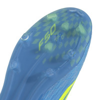adidas F50 Elite Veterloze Gras Voetbalschoenen (FG) Kids Blauw Neongeel