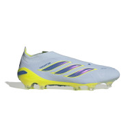 adidas Predator Elite Sans Lacets Gazon Naturel Chaussures de Foot (FG) Bleu Clair Bleu Jaune