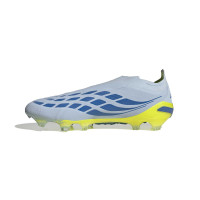 adidas Predator Elite Sans Lacets Gazon Naturel Chaussures de Foot (FG) Bleu Clair Bleu Jaune