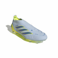 adidas Predator Elite Sans Lacets Gazon Naturel Chaussures de Foot (FG) Bleu Clair Bleu Jaune