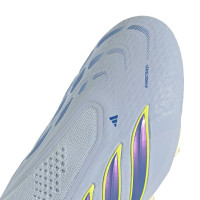 adidas Predator Elite Sans Lacets Gazon Naturel Chaussures de Foot (FG) Bleu Clair Bleu Jaune