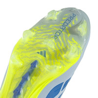 adidas Predator Elite Sans Lacets Gazon Naturel Chaussures de Foot (FG) Bleu Clair Bleu Jaune
