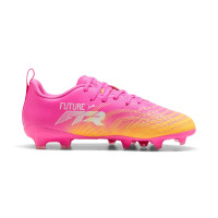 PUMA Future 9 Play Gras / Kunstgras Voetbalschoenen (MG) Kids Felroze Blauw Geel