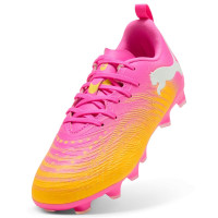 PUMA Future 9 Play Gras / Kunstgras Voetbalschoenen (MG) Kids Felroze Blauw Geel
