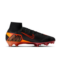 Nike Zoom Mercurial Superfly 10 LV8 Elite Gazon Naturel Chaussures de Foot (FG) Noir Orange Multicolore