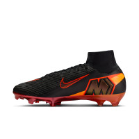 Nike Zoom Mercurial Superfly 10 LV8 Elite Gazon Naturel Chaussures de Foot (FG) Noir Orange Multicolore