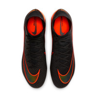 Nike Zoom Mercurial Superfly 10 LV8 Elite Gazon Naturel Chaussures de Foot (FG) Noir Orange Multicolore