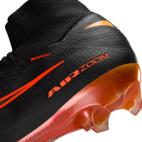 Nike Zoom Mercurial Superfly 10 LV8 Elite Gazon Naturel Chaussures de Foot (FG) Noir Orange Multicolore