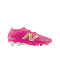 New Balance Tekela V5 Team Gras Voetbalschoenen (FG) Kids Felroze Wit Goud