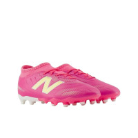 New Balance Tekela V5 Team Gras Voetbalschoenen (FG) Kids Felroze Wit Goud