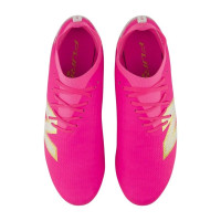 New Balance Furon V8 Team Gras Voetbalschoenen (FG) Felroze Wit Goud