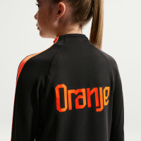 Pull en Haut d'Entraînement Nike Netherlands Strike 1/4-Zip 2026-2028 pour Enfants, noir et orange