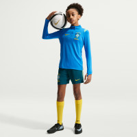 Nike Brazilië Academy Pro Trainingstrui 1/4-Zip 2026-2028 Kids Blauw Geel Lichtgroen