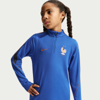 Haut d'entraînement Nike France Strike 1/4-Zip 2026-2028 pour Enfants, bleu foncé, bronze