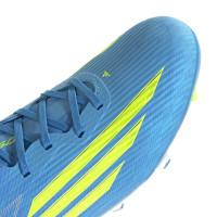 adidas F50 League Gras / Kunstgras Voetbalschoenen (MG) Blauw Neongeel