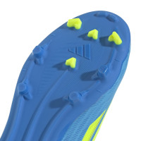 adidas F50 League Veterloze Gras / Kunstgras Voetbalschoenen (MG) Kids Blauw Neongeel