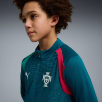 PUMA Portugal Haut d'Entraînement 1/4 Zip 2026-2028 Enfants Bleu-Vert Blanc