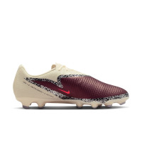Nike Phantom 6 Low Academy Gazon Naturel Artificiel Chaussures de Foot (MG) Blanc Cassé Bordeaux Rouge