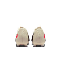 Nike Phantom 6 Low Academy Gazon Naturel Artificiel Chaussures de Foot (MG) Blanc Cassé Bordeaux Rouge